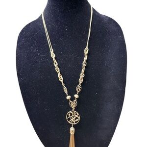 Lia Sophia Gold Filigree Necklace with Tassel